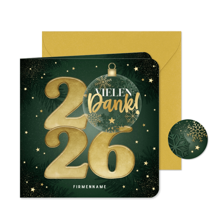 Dankesgrüße Firma Weihnachten goldene 2026 - Karteneindruck