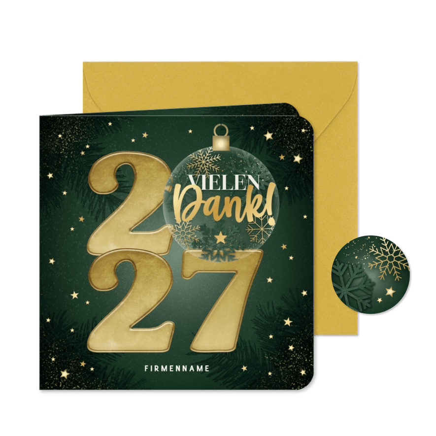 Dankesgrüße Firma Weihnachten goldene 2027 - Kartenvorschau
