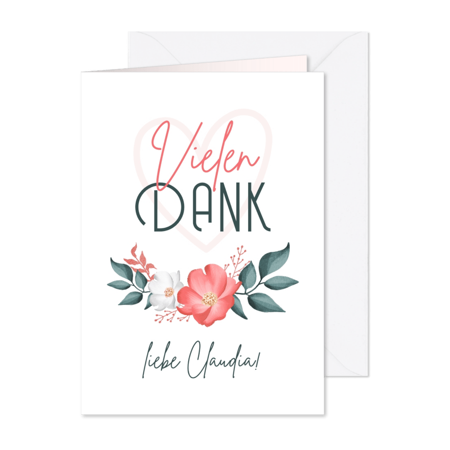 Dankeskarte Blumenornament - Karteneindruck