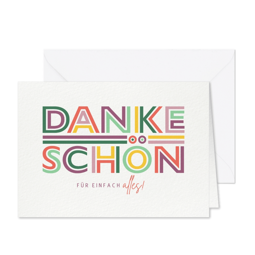 Dankeskarte Dankeschön bunt - Karteneindruck