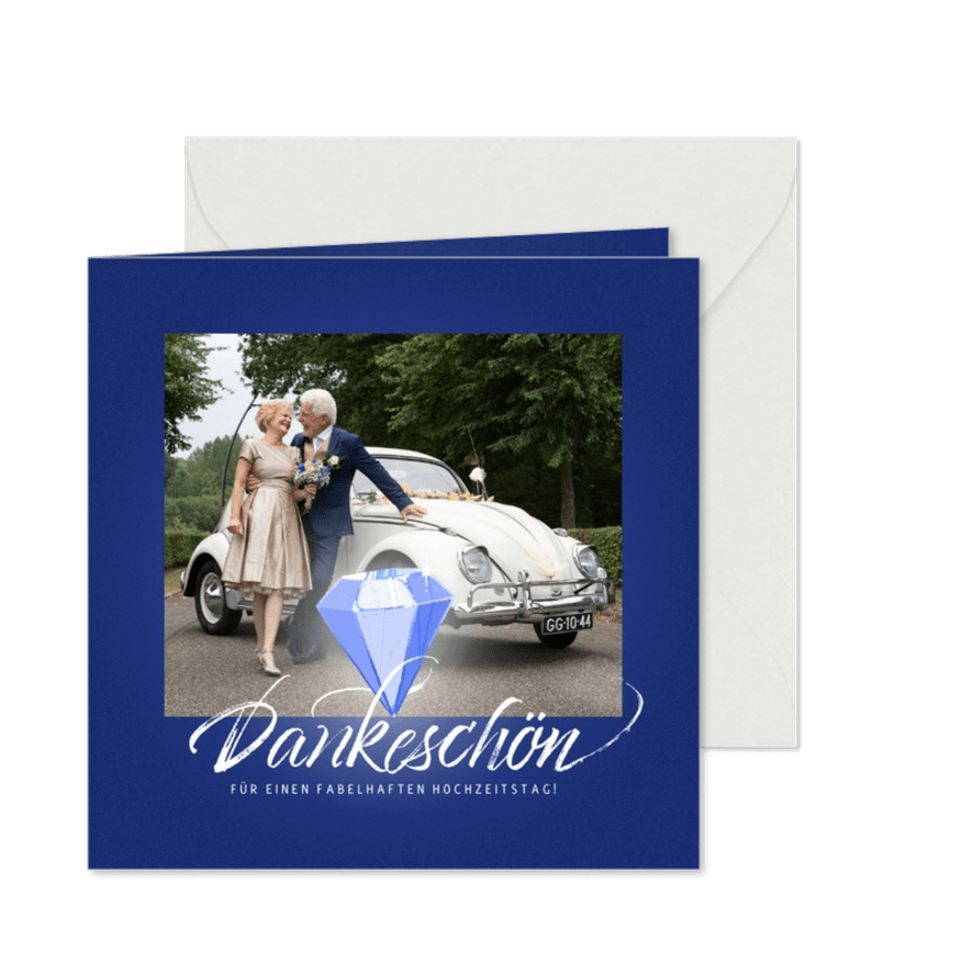 Dankeskarte Diamanthochzeit mit Fotos - Kartenvorschau
