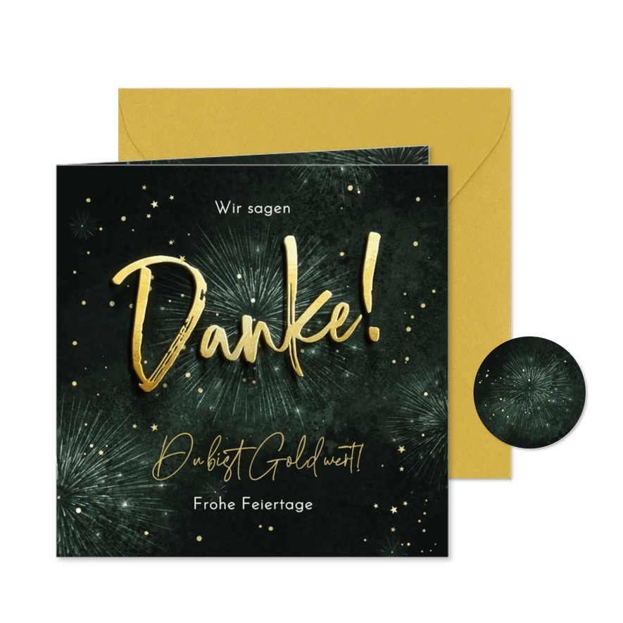Dankeskarte Feuerwerk Weihnachten und Neujahr geschäftlich - Karteneindruck