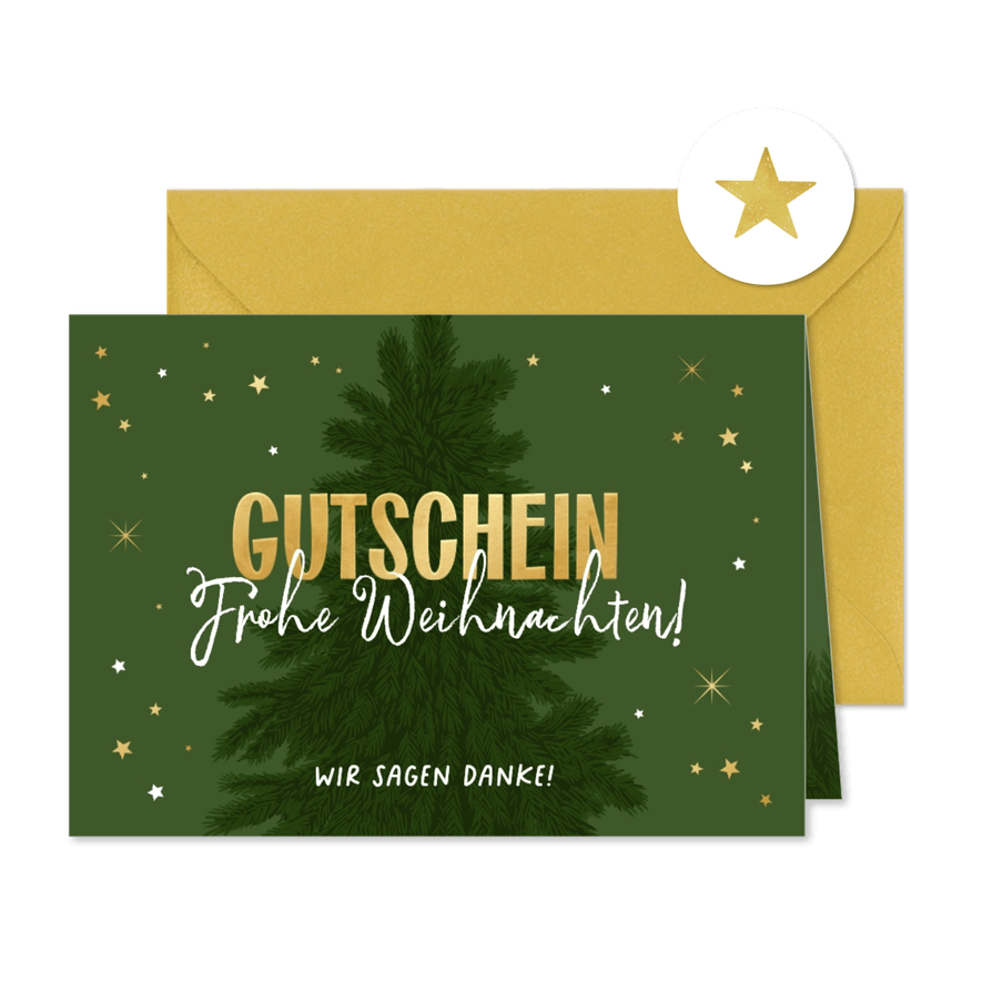 Dankeskarte 'Frohe Weihnachten' Mitarbeiter Gutschein - Kartenvorschau