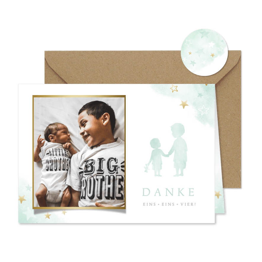 Dankeskarte Geburt Foto Brüder - Karteneindruck