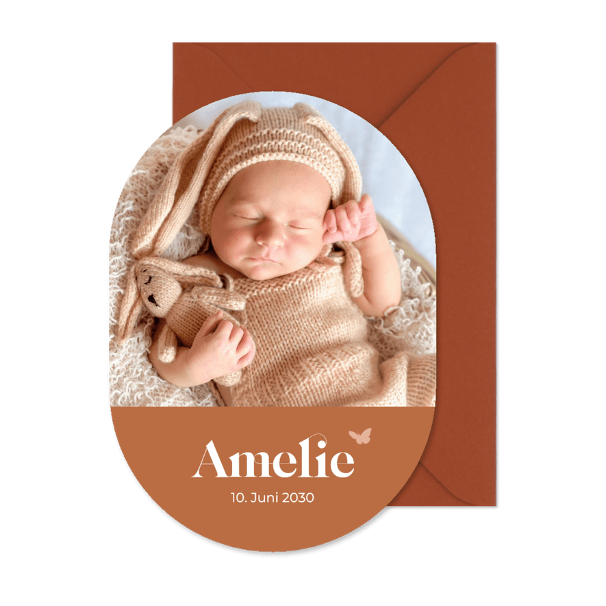 Dankeskarte Geburt oval Foto - Karteneindruck
