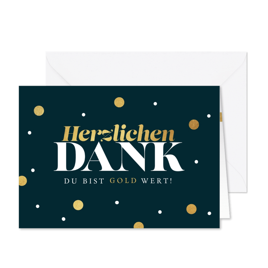Dankeskarte 'Gold wert' Konfetti - Karteneindruck