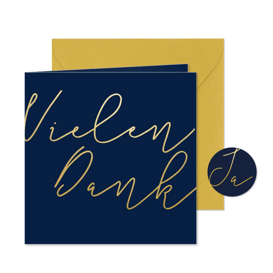 Dankeskarte Hochzeit Goldene Schrift - Kartenvorschau