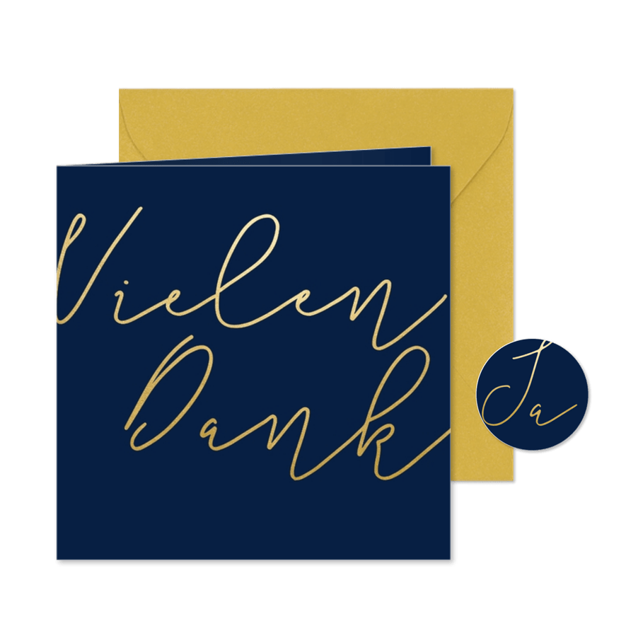 Dankeskarte Hochzeit Goldene Schrift - Karteneindruck