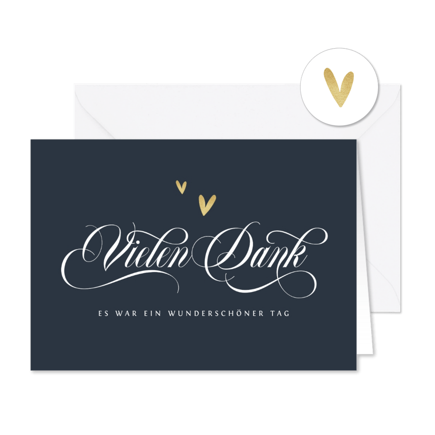 Dankeskarte Hochzeit Schreibschrift - Karteneindruck