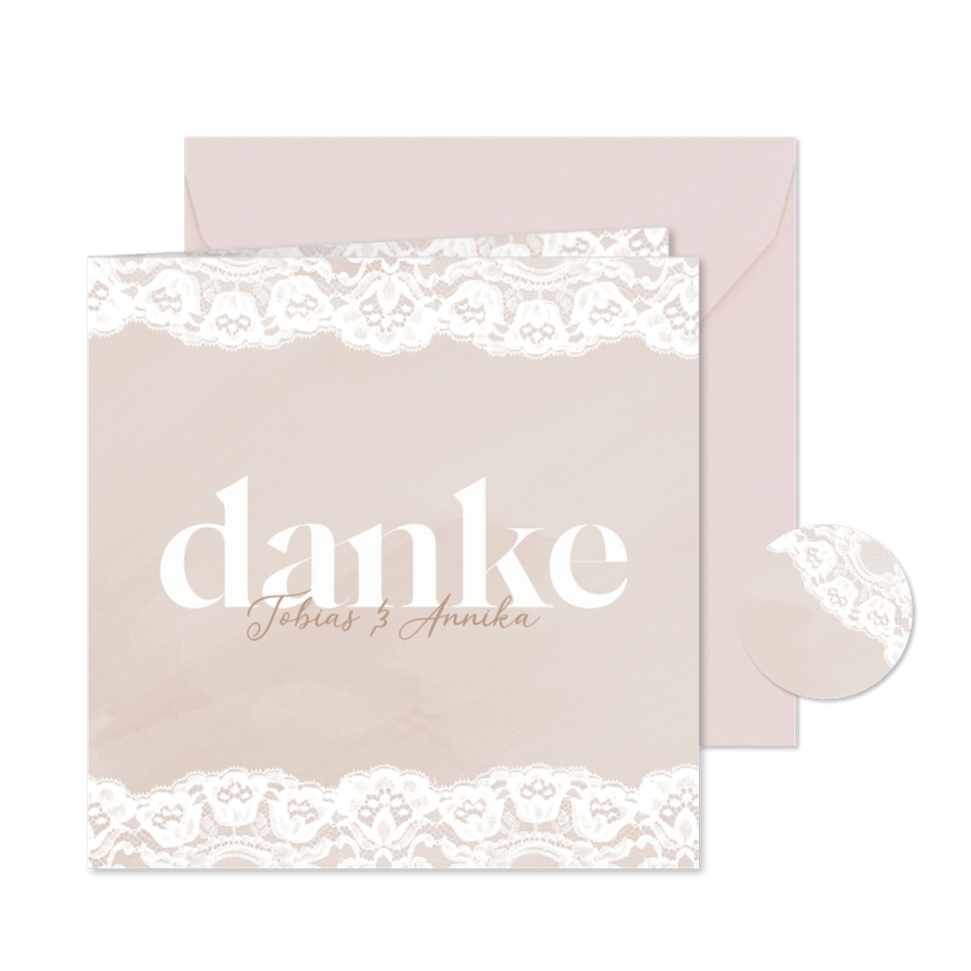Dankeskarte Hochzeit Spitzendekor - Kartenvorschau