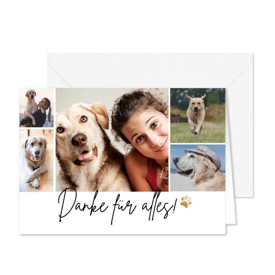 Dankeskarte Hundesitter Fotocollage - Karteneindruck