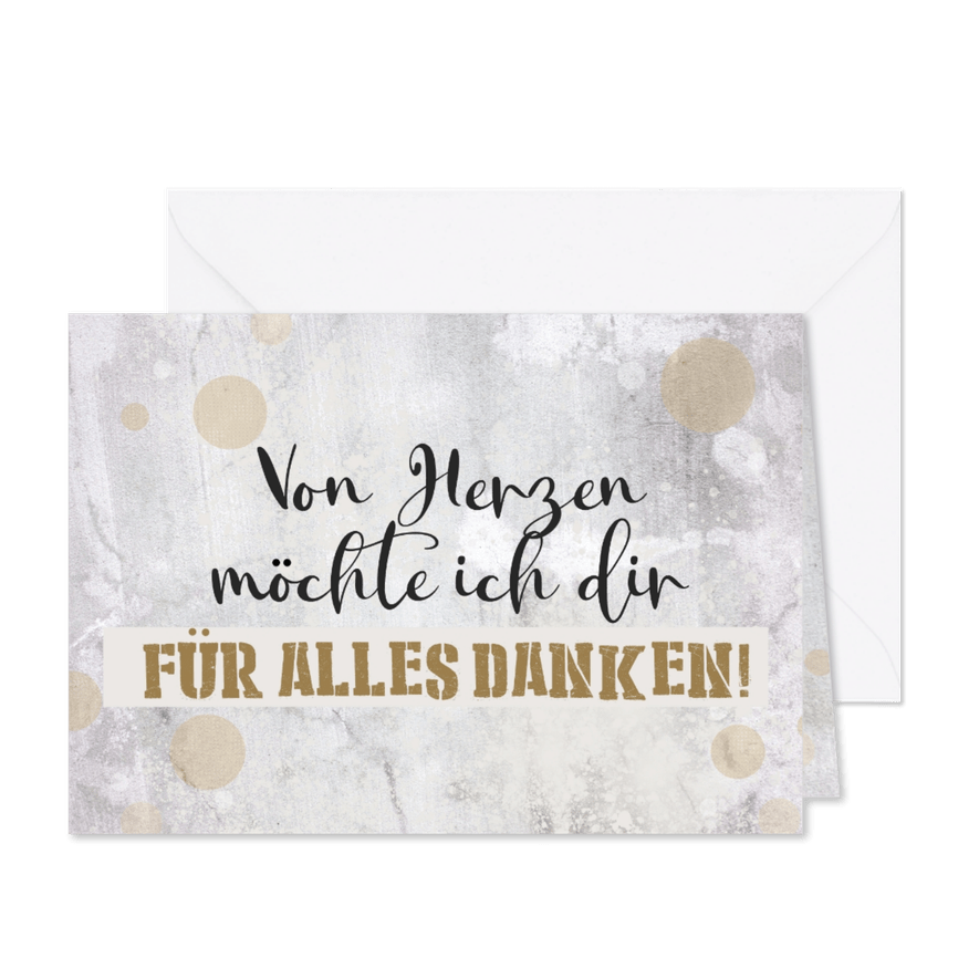 Dankeskarte im trendigen Grunge-Look - Karteneindruck