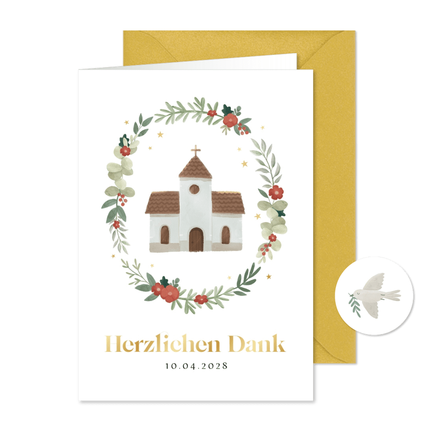 Dankeskarte Kommunion Kirche - Karteneindruck