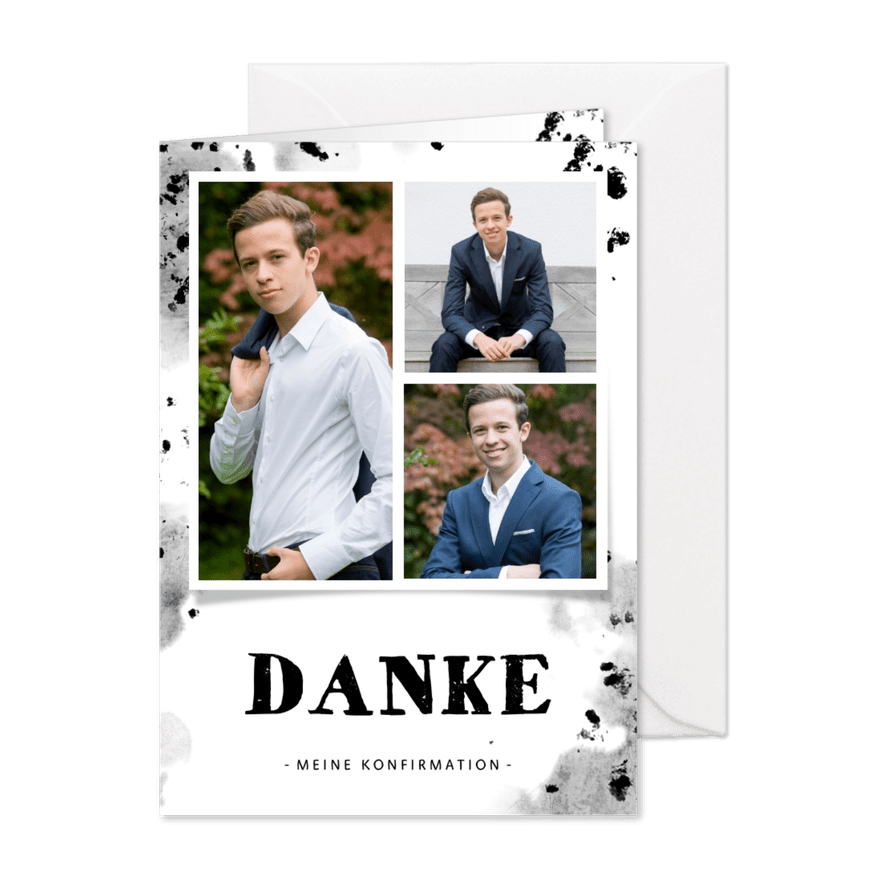 Dankeskarte Konfirmation eigene Fotos Junge - Karteneindruck
