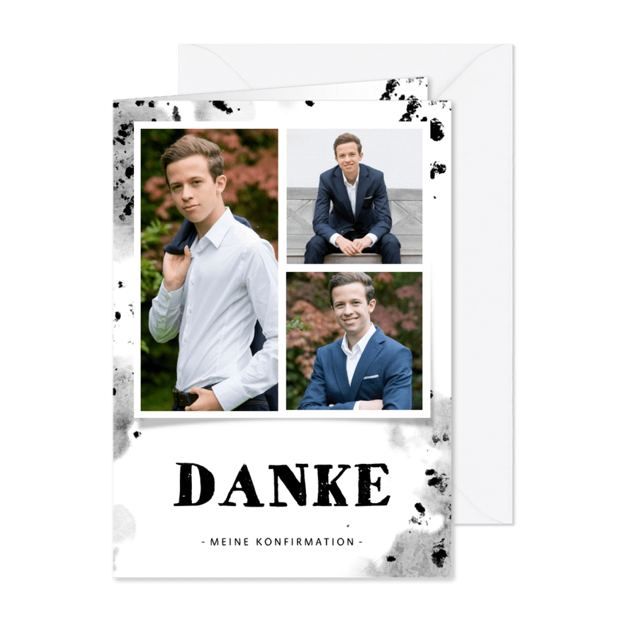 Dankeskarte Konfirmation eigene Fotos Junge - Karteneindruck