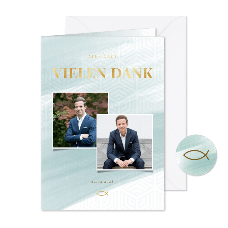Dankeskarte Konfirmation Fotos grafischer Look - Karteneindruck
