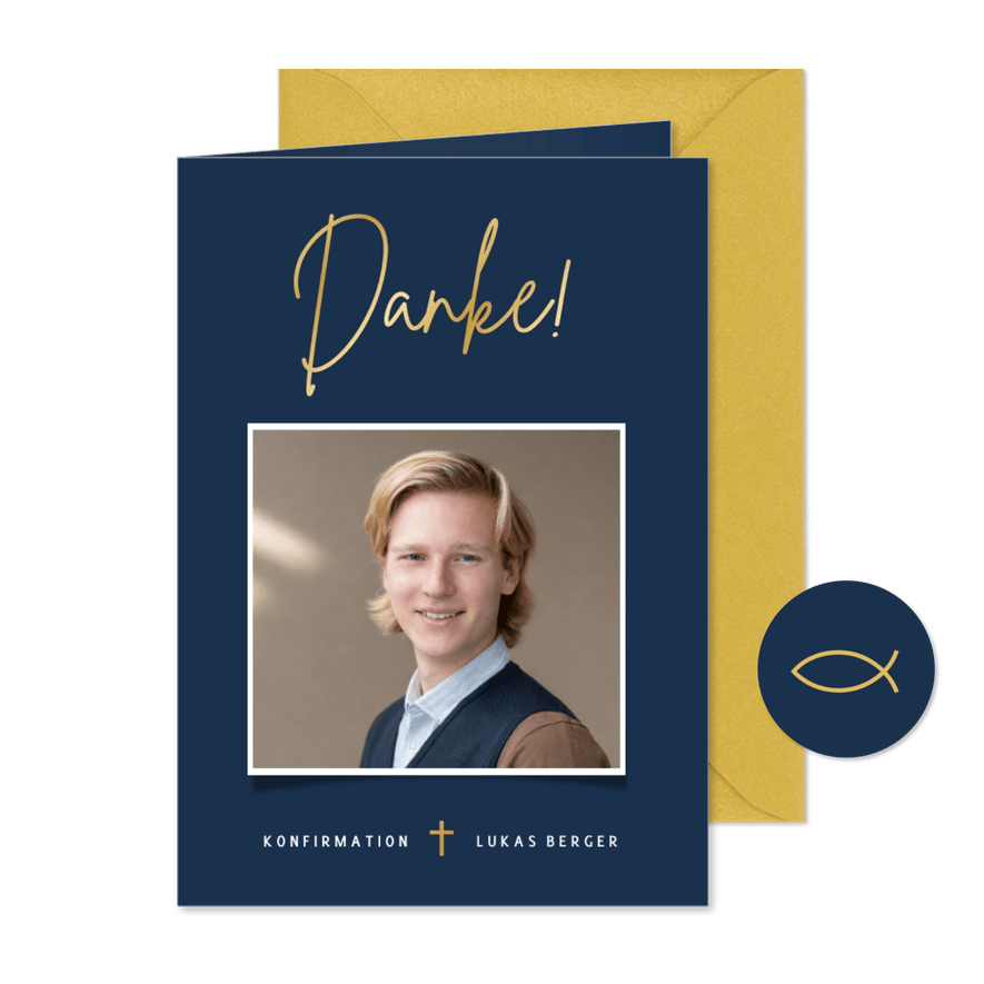 Dankeskarte Konfirmationsfeier mit Foto - Karteneindruck