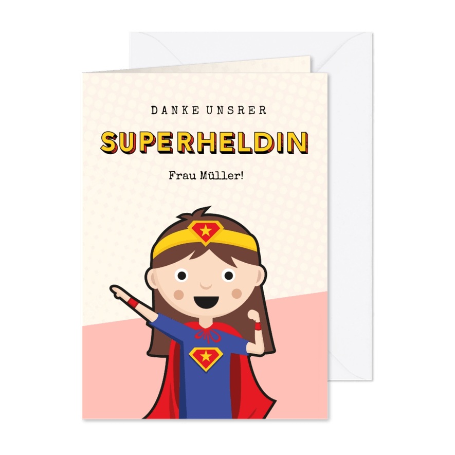 Dankeskarte Lehrerin Superheldin - Karteneindruck