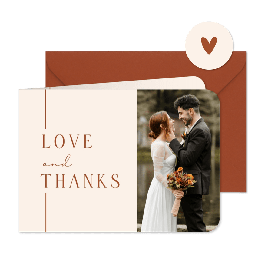 Dankeskarte mit Foto Hochzeit schlichte Linien - Karteneindruck
