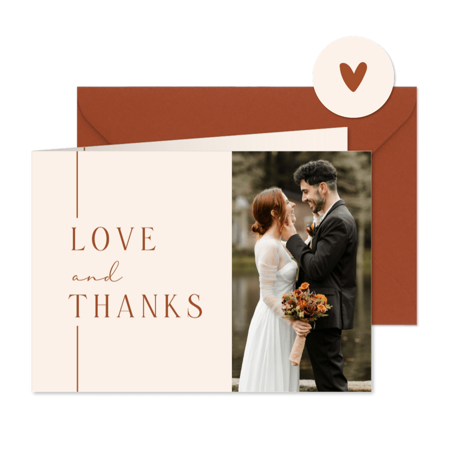 Dankeskarte mit Foto Hochzeit schlichte Linien - Karteneindruck