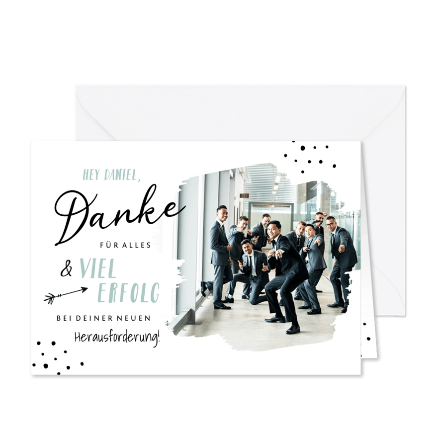 Dankeskarte mit Foto Mitarbeiter - Karteneindruck
