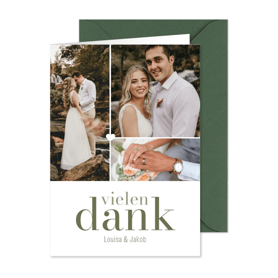 Dankeskarte mit Fotoserie & 'Vielen Dank' holografisch - Karteneindruck