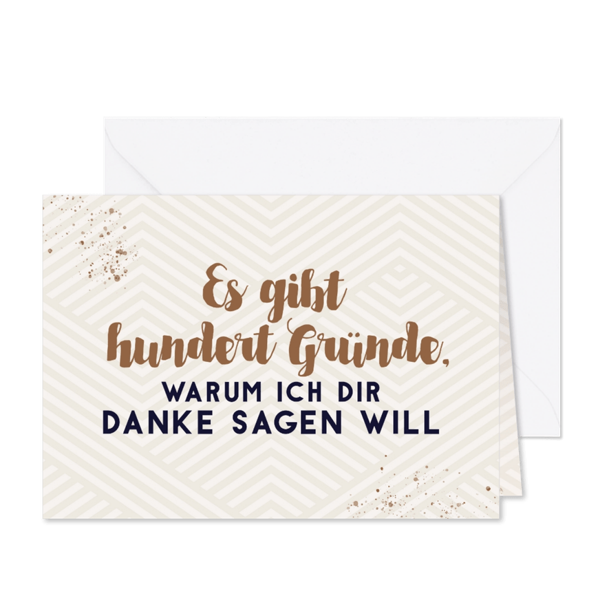 Dankeskarte mit geometrischem Muster und Splashes - Karteneindruck