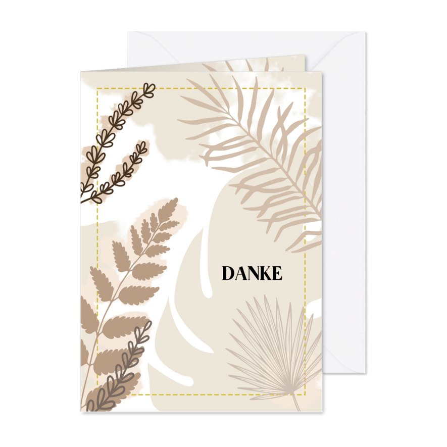 Dankeskarte mit illustrierten Pflanzen - Karteneindruck