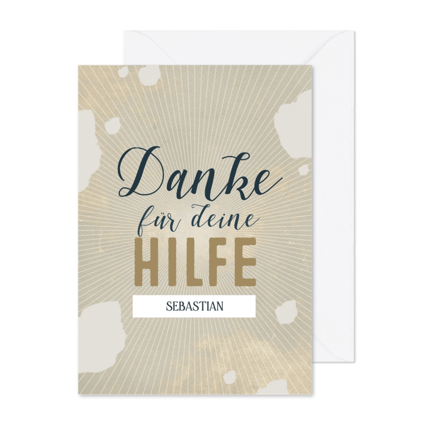 Dankeskarte mit leichtem Streifen-Glow - Karteneindruck