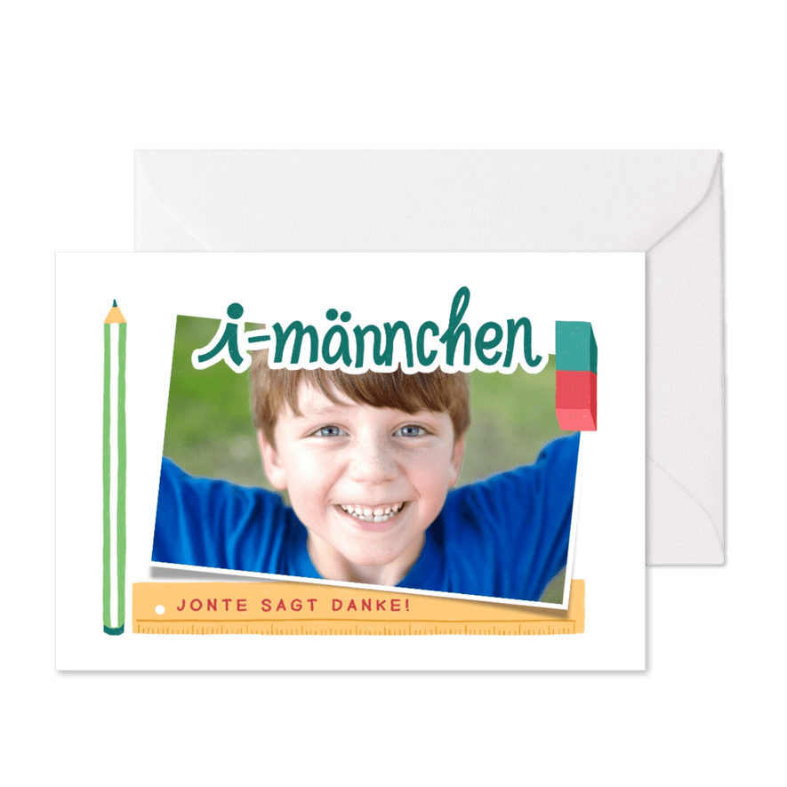 Dankeskarte mit Lettering "i-Männchen" - Karteneindruck
