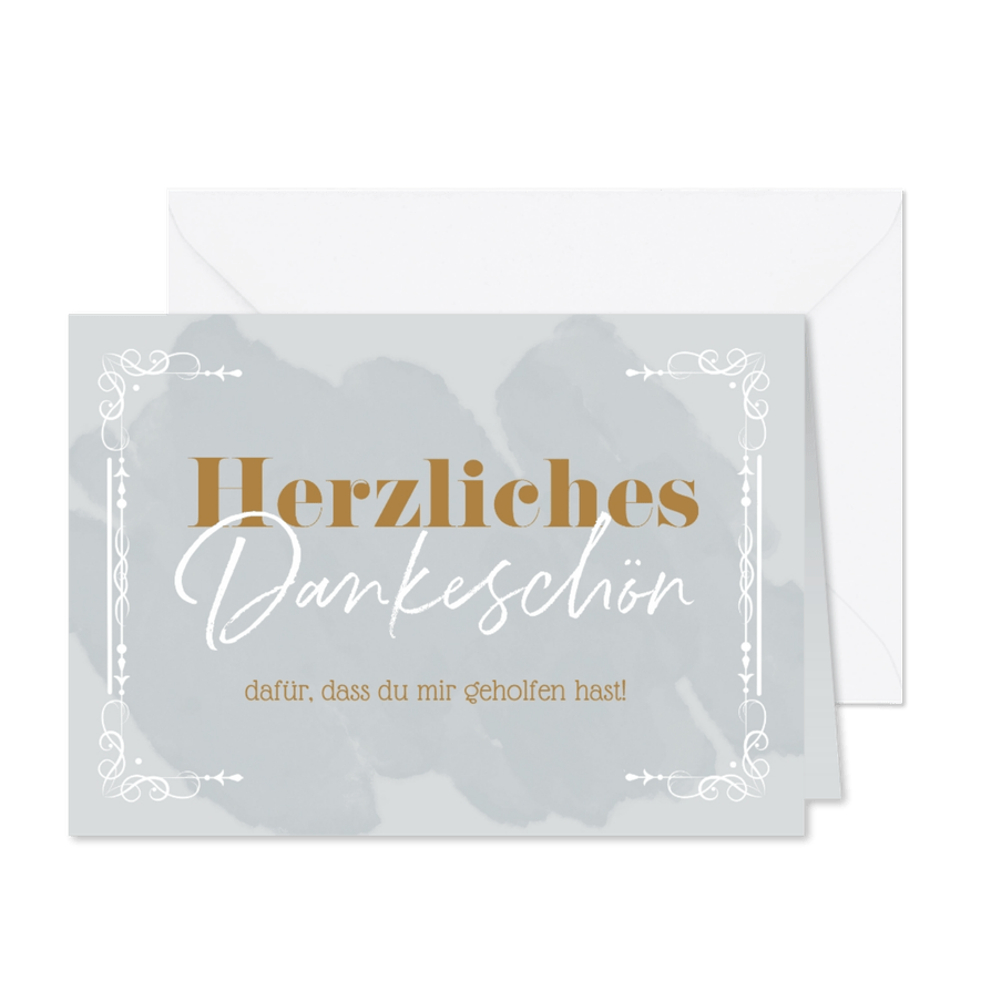 Dankeskarte mit Rahmen und Pinselstrich - Karteneindruck