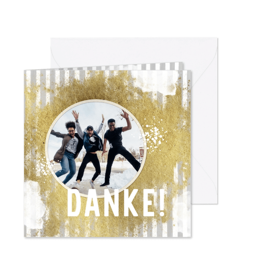 Dankeskarte mit Streifen und Gold - Karteneindruck