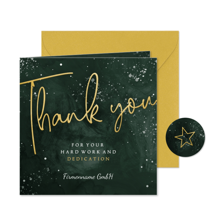 Dankeskarte Mitarbeiter Weihnachten 'Thank you' - Karteneindruck
