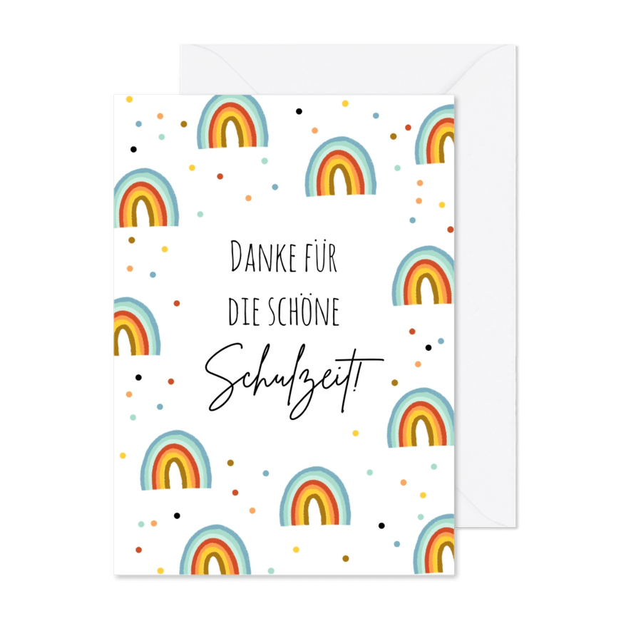 Dankeskarte Regenbogen und Konfetti - Karteneindruck
