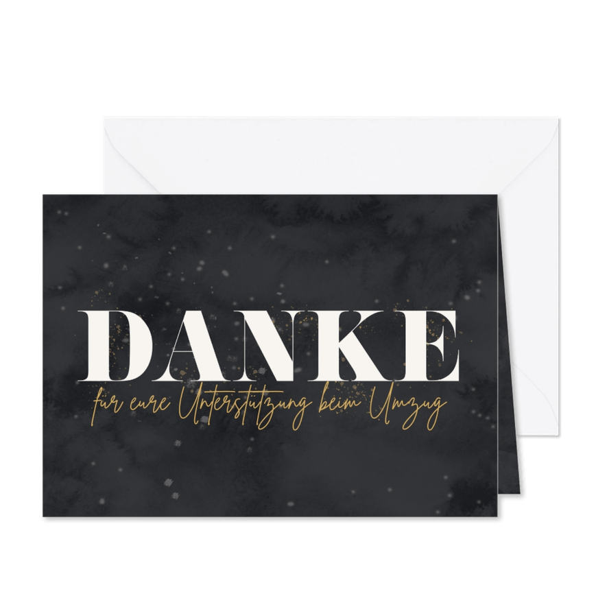 Dankeskarte schwarz Hintergrund mit Punkten - Karteneindruck