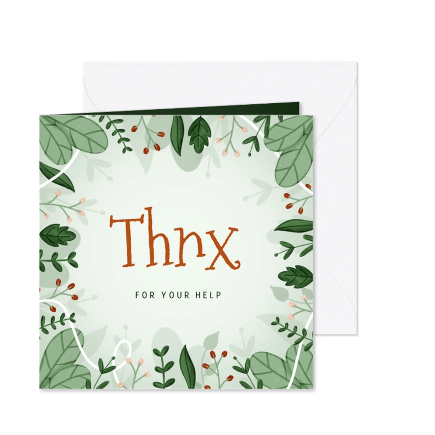 Dankeskarte 'Thnx' botanisch - Karteneindruck