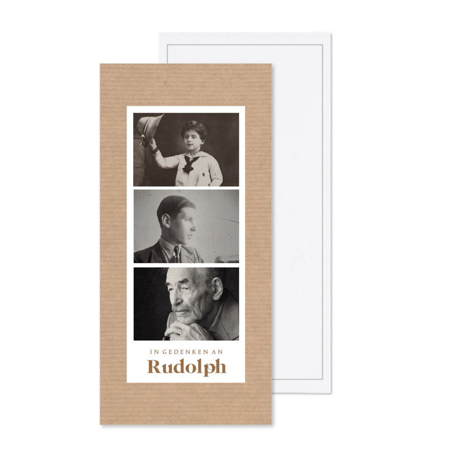 Dankeskarte Trauer Fotocollage Kraftpapier-Look - Karteneindruck