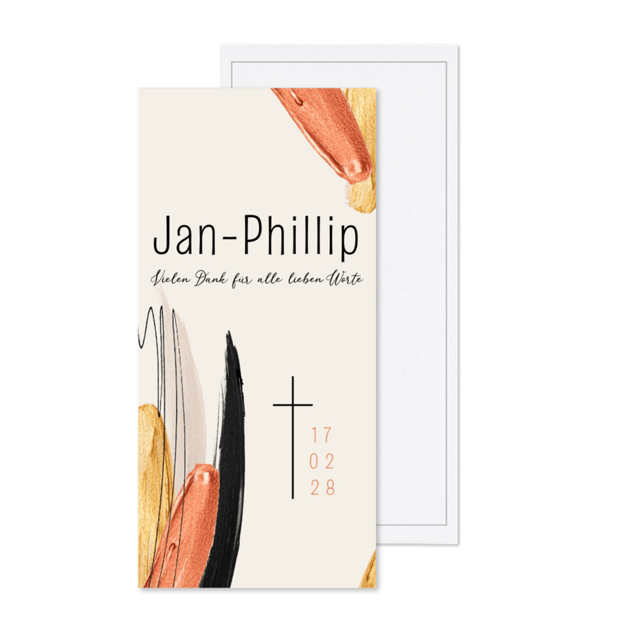 Dankeskarte Trauer mit Pinselstrichen - Karteneindruck