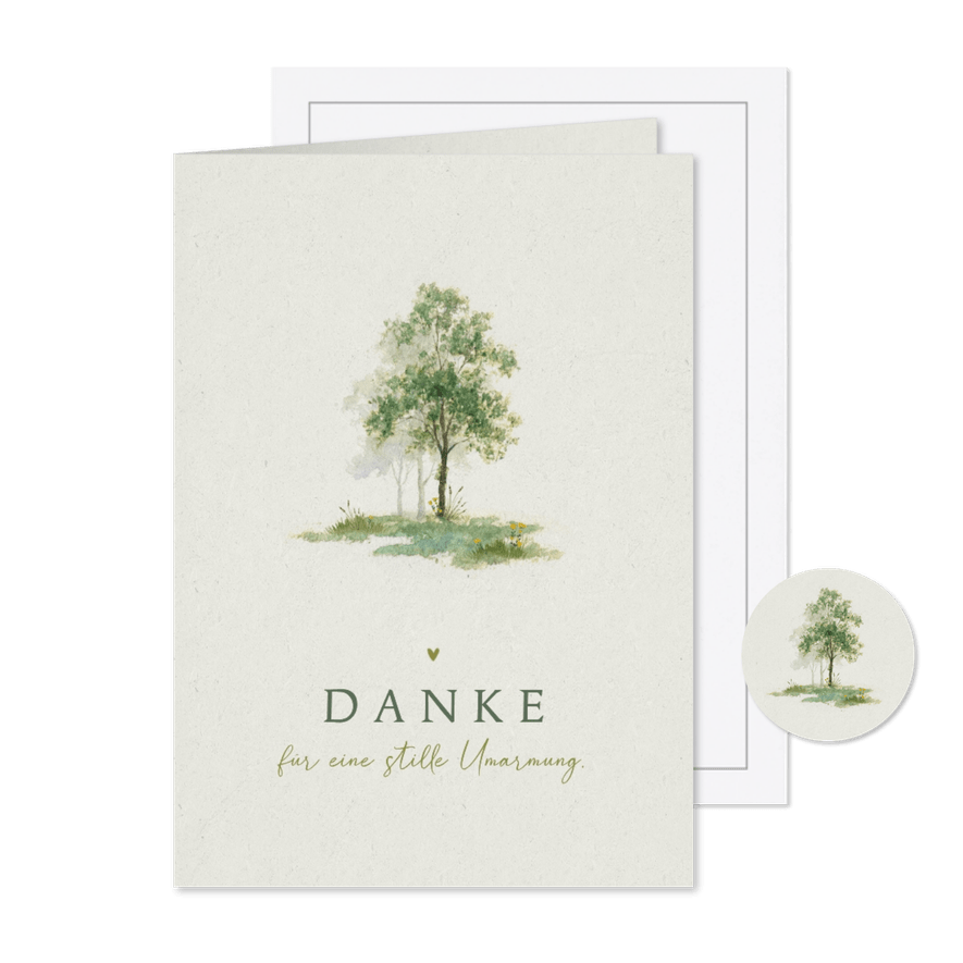 Dankeskarte Trauerkarte Baum Friedwald Aquarell - Kartenvorschau
