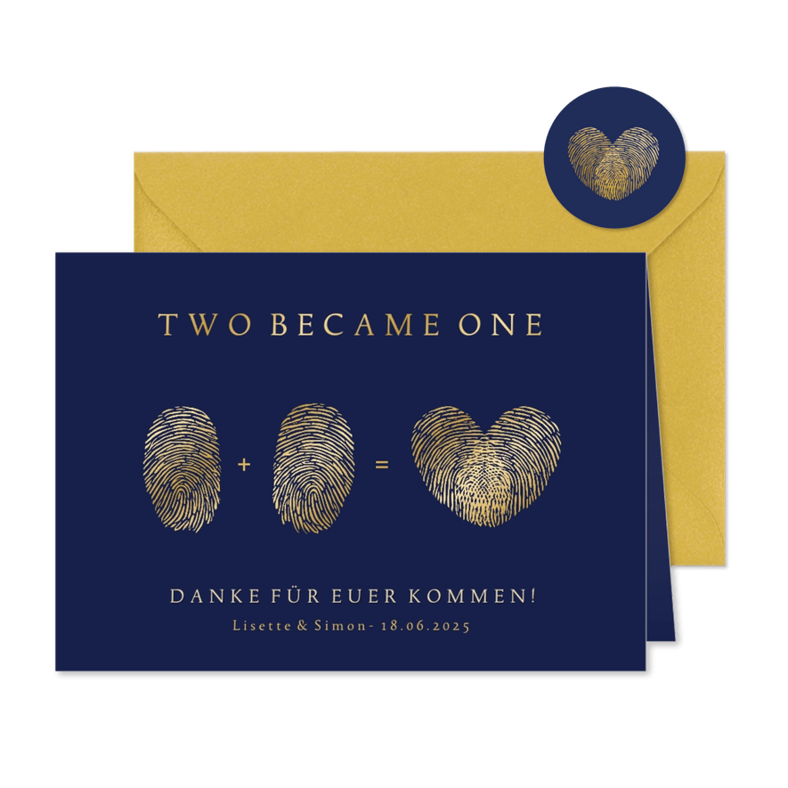 Dankeskarte 'two became one' Foto innen - Karteneindruck
