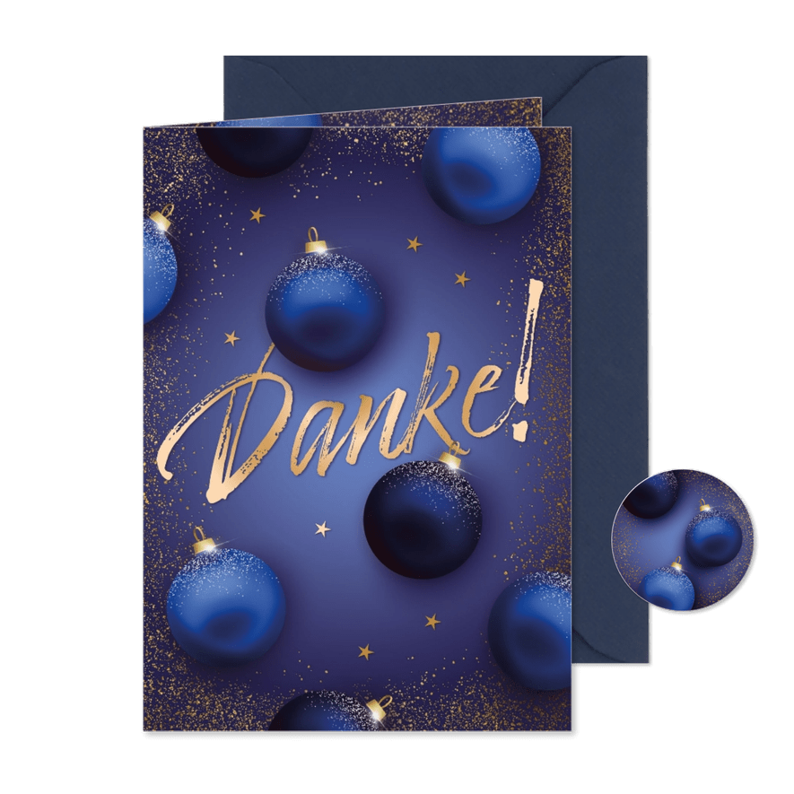 Dankeskarte zu Weihnachten für Mitarbeiter Weihnachtskugeln - Karteneindruck