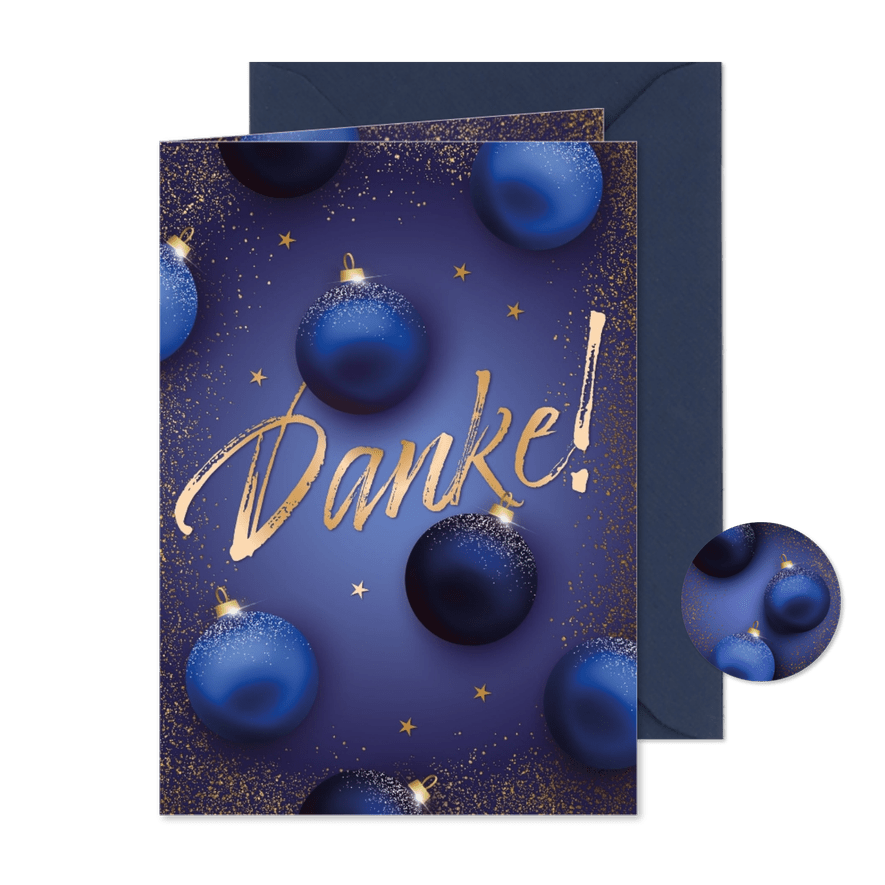 Dankeskarte zu Weihnachten für Mitarbeiter Weihnachtskugeln - Karteneindruck
