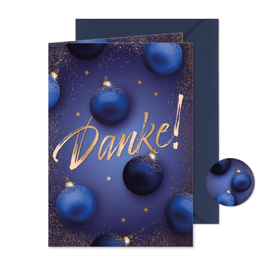 Dankeskarte zu Weihnachten für Mitarbeiter Weihnachtskugeln - Karteneindruck
