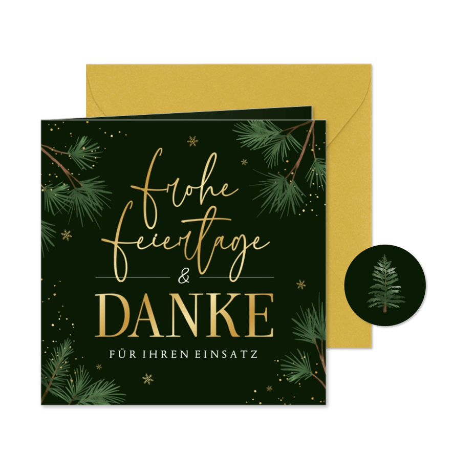 Dankeskarte zu Weihnachten geschäftlich mit Tannenzweigen - Kartenvorschau
