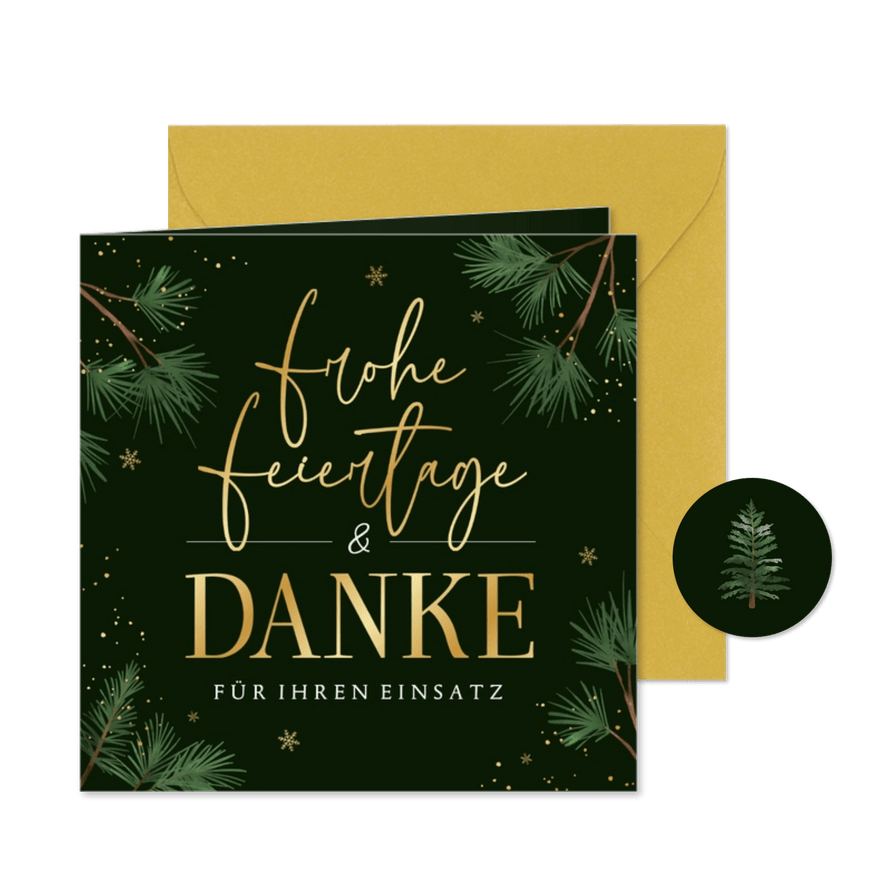 Dankeskarte zu Weihnachten geschäftlich mit Tannenzweigen - Karteneindruck
