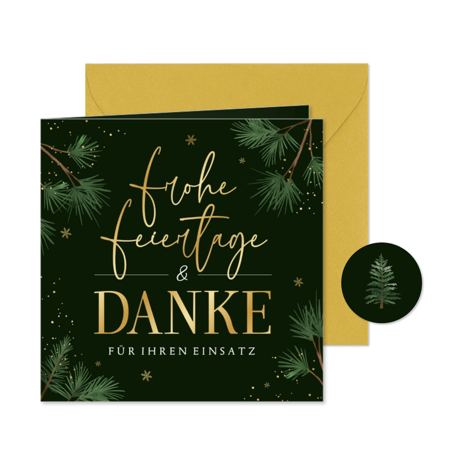 Dankeskarte zu Weihnachten geschäftlich mit Tannenzweigen - Karteneindruck