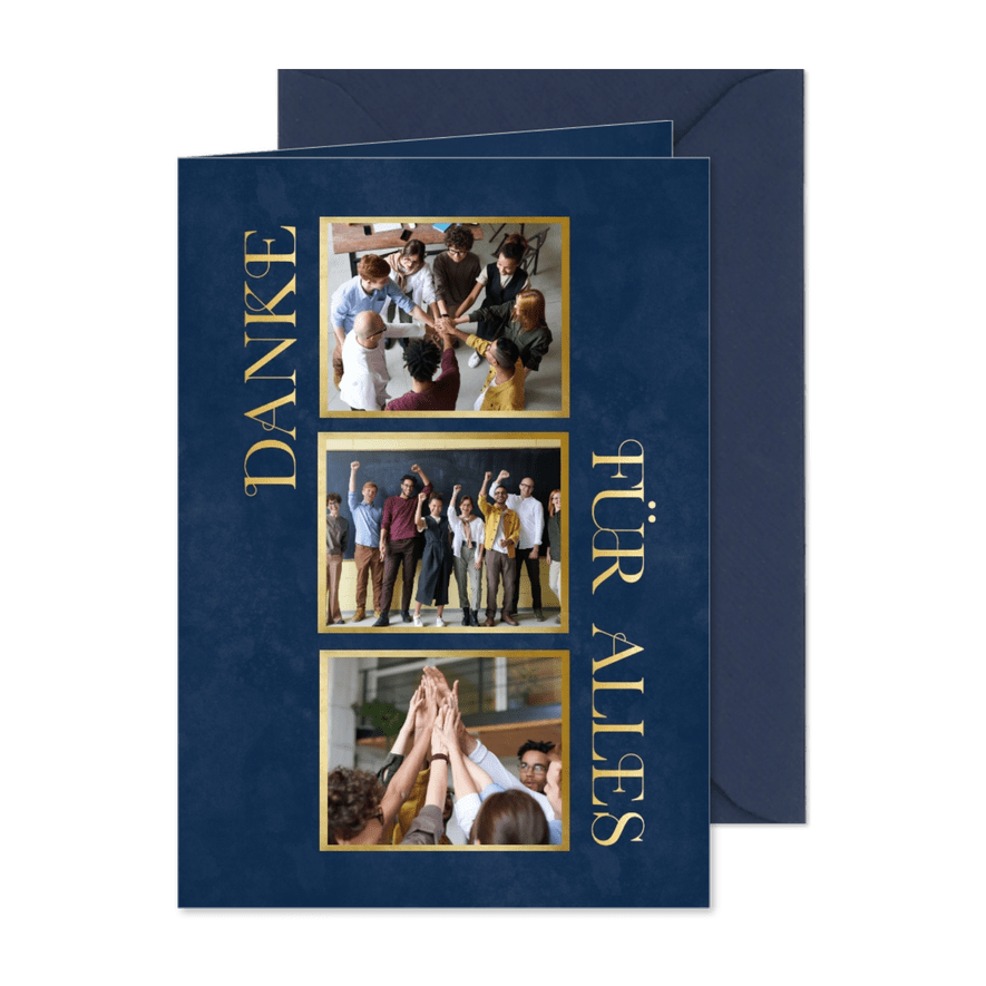 Dankeskarte zu Weihnachten mit Fotos Mitarbeiter - Karteneindruck
