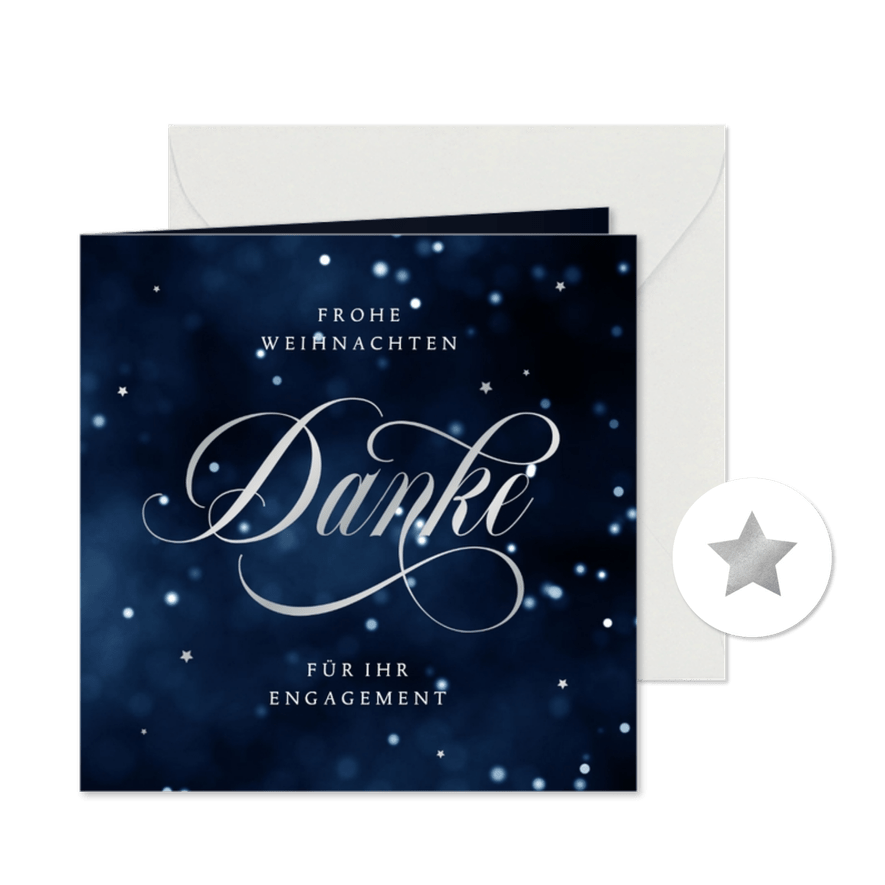 Dankeskarte zu Weihnachten Sternenhimmel - Karteneindruck