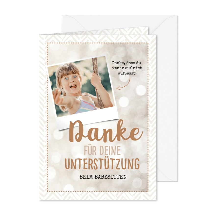 Dankeskarte zum Babysitten mit Foto - Karteneindruck