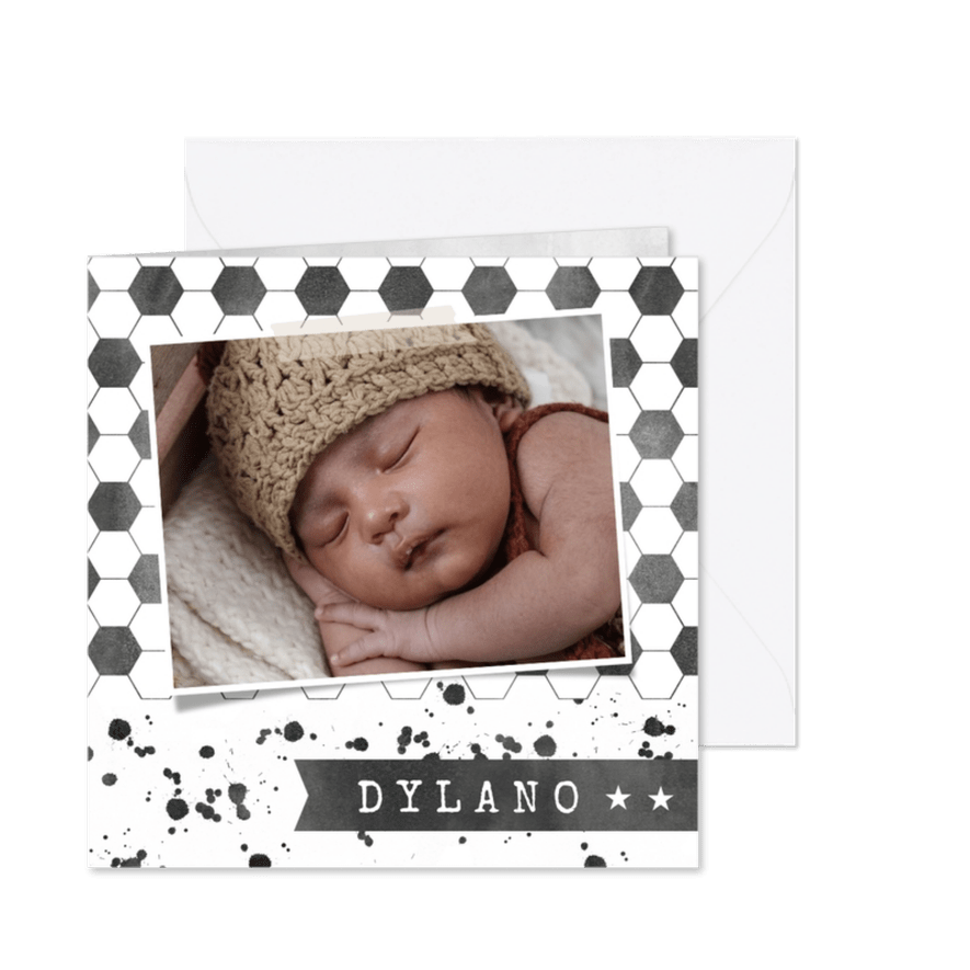 Dankeskarte zur Geburt Foto & Fußball - Karteneindruck